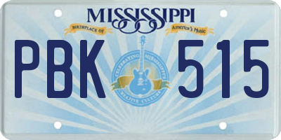 MS license plate PBK515