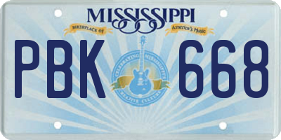 MS license plate PBK668