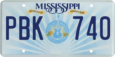 MS license plate PBK740