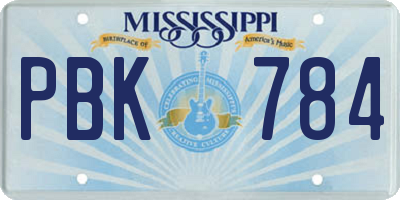 MS license plate PBK784