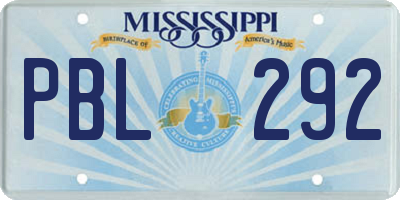 MS license plate PBL292