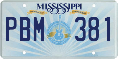 MS license plate PBM381