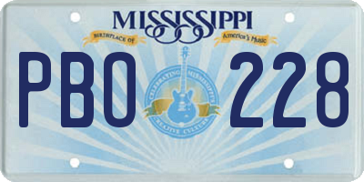 MS license plate PBO228