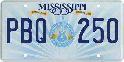 MS license plate PBQ250