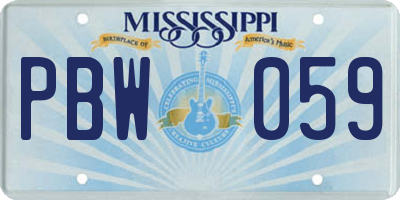 MS license plate PBW059