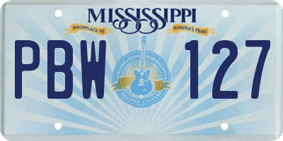 MS license plate PBW127