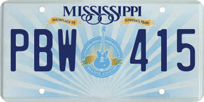 MS license plate PBW415