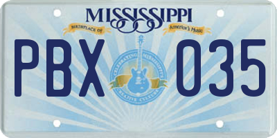 MS license plate PBX035