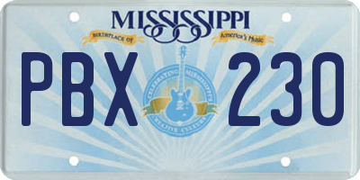 MS license plate PBX230