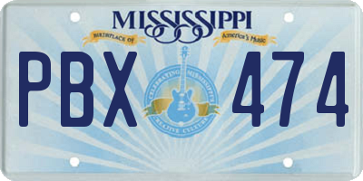 MS license plate PBX474