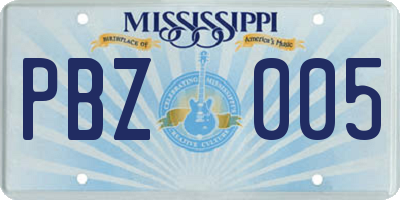 MS license plate PBZ005