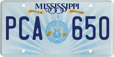 MS license plate PCA650