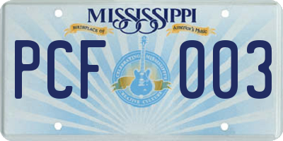 MS license plate PCF003