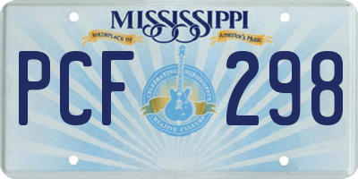 MS license plate PCF298