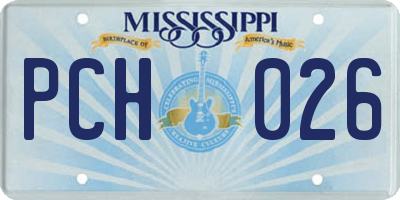 MS license plate PCH026