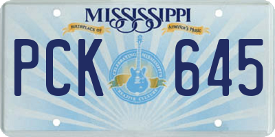 MS license plate PCK645