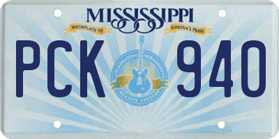 MS license plate PCK940