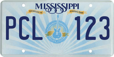 MS license plate PCL123