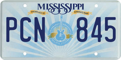MS license plate PCN845