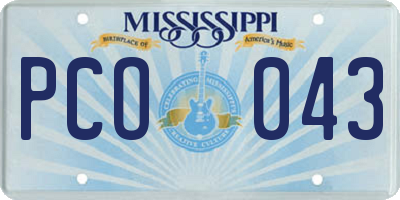 MS license plate PCO043