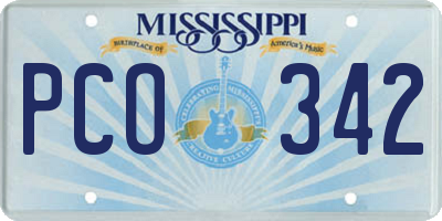 MS license plate PCO342