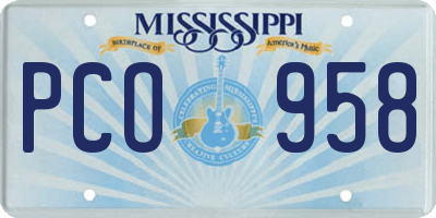 MS license plate PCO958