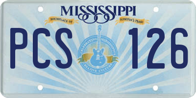 MS license plate PCS126