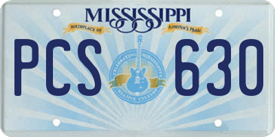 MS license plate PCS630