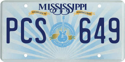 MS license plate PCS649