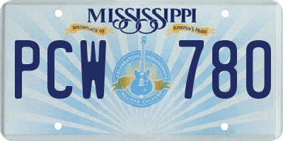 MS license plate PCW780