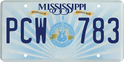 MS license plate PCW783