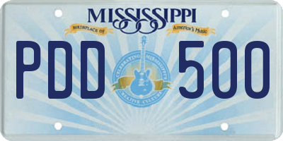 MS license plate PDD500
