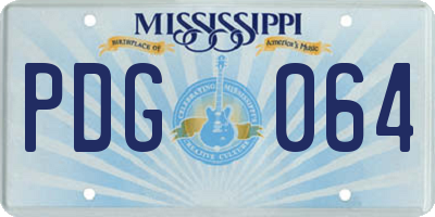 MS license plate PDG064