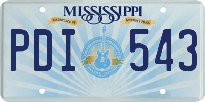 MS license plate PDI543