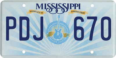 MS license plate PDJ670