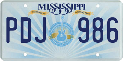 MS license plate PDJ986