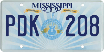 MS license plate PDK208