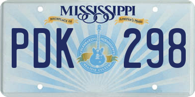 MS license plate PDK298