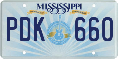 MS license plate PDK660