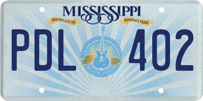 MS license plate PDL402