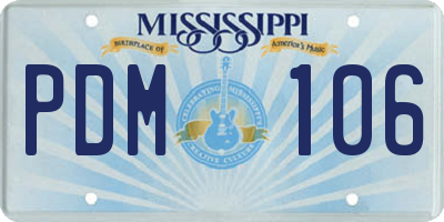 MS license plate PDM106