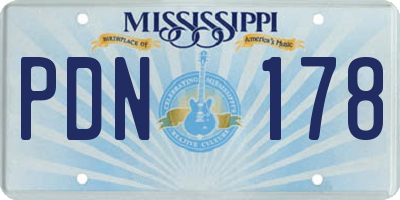 MS license plate PDN178