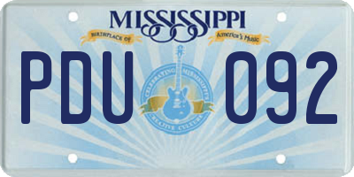 MS license plate PDU092