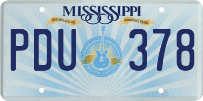 MS license plate PDU378