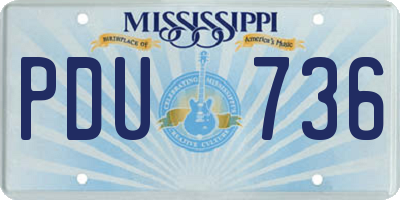 MS license plate PDU736