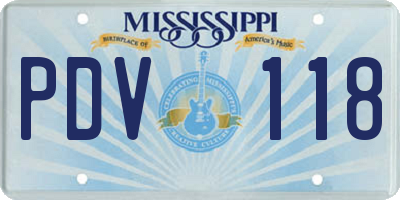 MS license plate PDV118