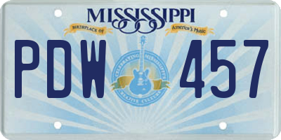 MS license plate PDW457