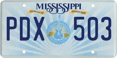 MS license plate PDX503