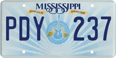 MS license plate PDY237