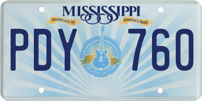 MS license plate PDY760